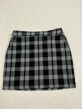 Gap Black White Plaid Mini Skirt Size 12 Lined Preppy